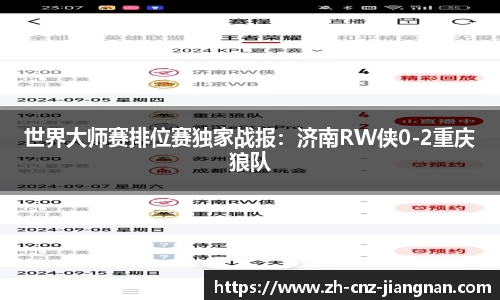 世界大师赛排位赛独家战报：济南RW侠0-2重庆狼队